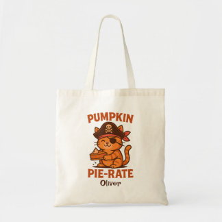 Halloween Pumpkin Pirate cat tote bag personalised