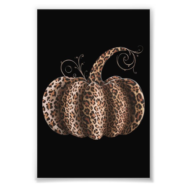 Halloween Pumpkin Plaid Leopard Fall Thanksgiving  Photo Print (Front)