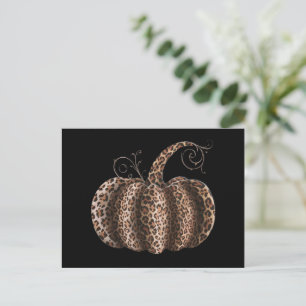 Halloween Pumpkin Plaid Leopard Fall Thanksgiving Postcard