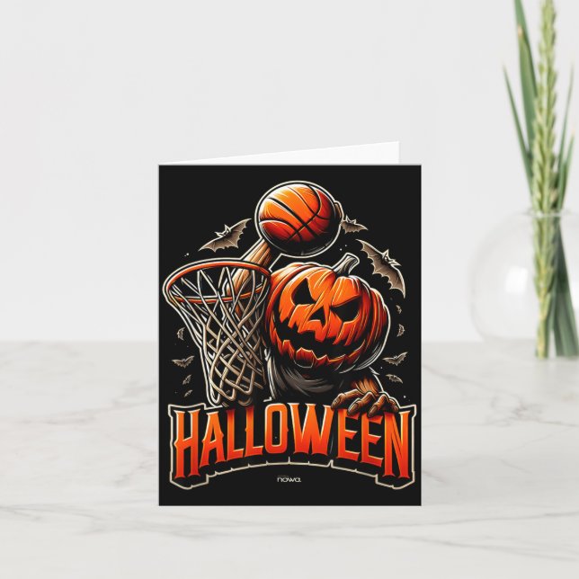 Halloween Pumpkin Playing Basball Card (Front)