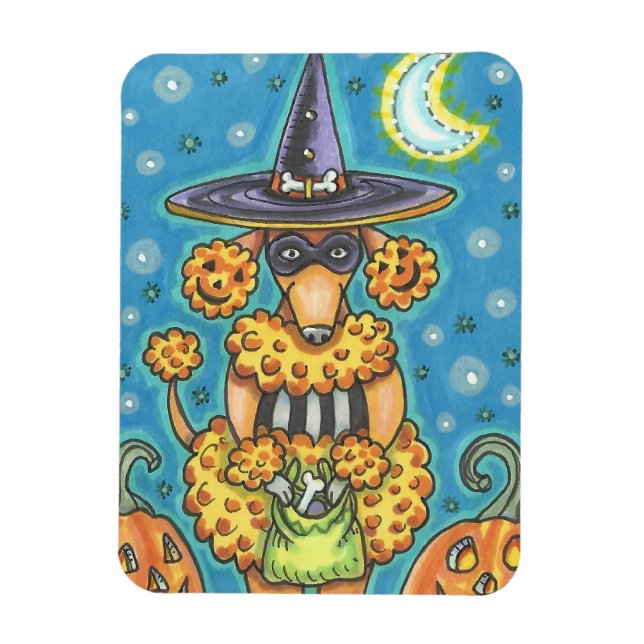 HALLOWEEN PUMPKIN POODLE, DOG MAGNET (Vertical)