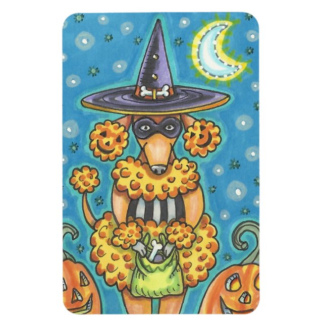 HALLOWEEN PUMPKIN POODLE, DOG MAGNET (Vertical)