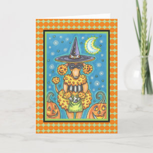 HALLOWEEN PUMPKIN POODLE GREETING CARD Verse