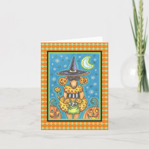 HALLOWEEN PUMPKIN POODLE GREETING NOTE CARD Verse