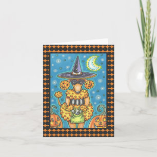 HALLOWEEN PUMPKIN POODLE NOTE GREETING CARD Blank