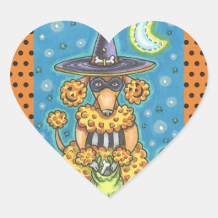 HALLOWEEN PUMPKIN POODLE STICKERS SHEET Heart