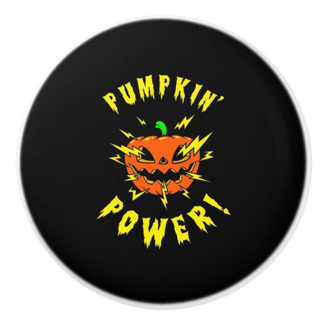 Halloween Pumpkin Power Ceramic Knob (Front)