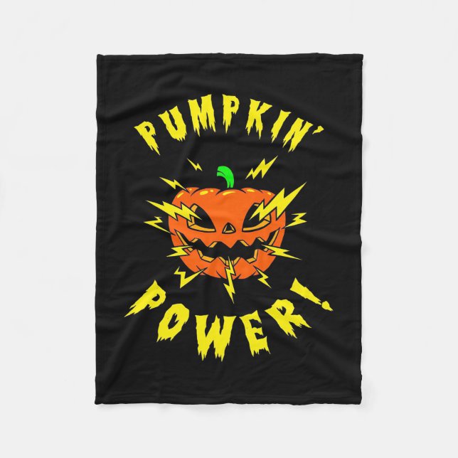 Halloween Pumpkin Power Fleece Blanket (Front)