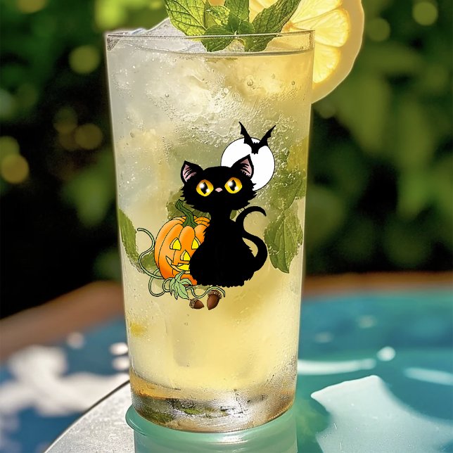 Halloween Pumpkin Purple Black Cat Glass (Creator Uploaded)