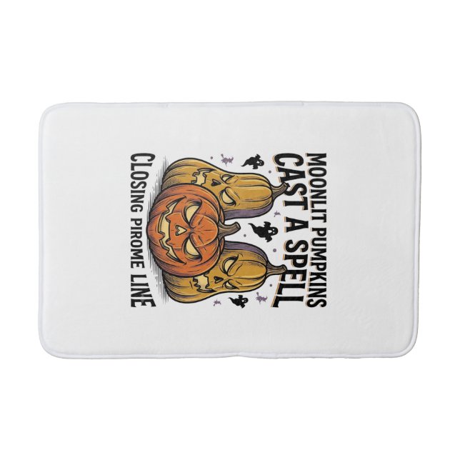 Halloween Pumpkin Quote Moonlit Jack O Lantern Eng Bath Mat (Front)