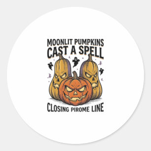 Halloween Pumpkin Quote Moonlit Jack O Lantern Eng Classic Round Sticker