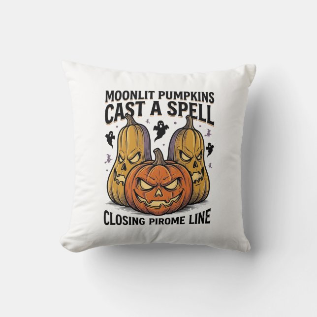 Halloween Pumpkin Quote Moonlit Jack O Lantern Eng Cushion (Front)