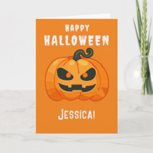 Halloween Pumpkin retro orange Card