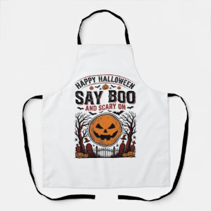 Halloween Pumpkin Say Boo Scary Vintage_1 Apron