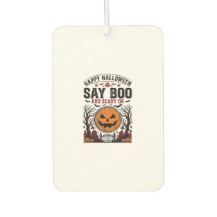 Halloween Pumpkin Say Boo Scary Vintage_1 Car Air Freshener