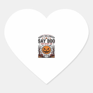 Halloween Pumpkin Say Boo Scary Vintage_1 Heart Sticker