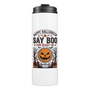 Halloween Pumpkin Say Boo Scary Vintage_1 Thermal Tumbler