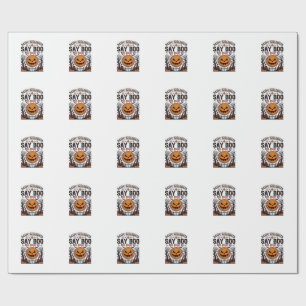 Halloween Pumpkin Say Boo Scary Vintage_1 Wrapping Paper