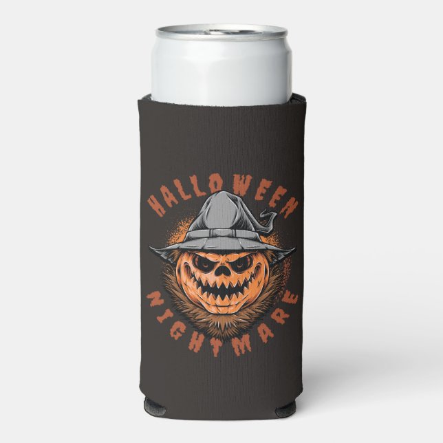 Halloween Pumpkin Scarecrow Design Seltzer Can Cooler (Seltzer Front)