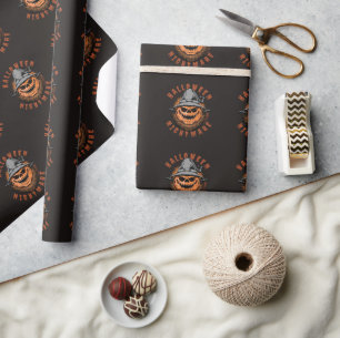 Halloween Pumpkin Scarecrow Design Wrapping Paper