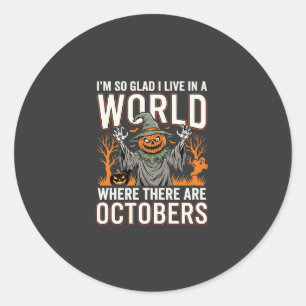 Halloween Pumpkin Scarecrow October World Vintage Classic Round Sticker