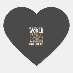 Halloween Pumpkin Scarecrow October World Vintage Heart Sticker