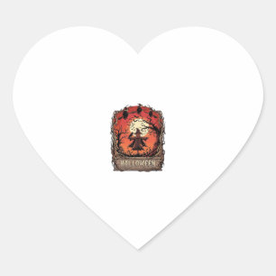 Halloween Pumpkin Scarecrow Witches Full Moon_1 Heart Sticker