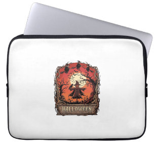 Halloween Pumpkin Scarecrow Witches Full Moon_1 Laptop Sleeve