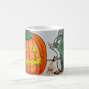 HALLOWEEN PUMPKIN SCARES LITTLE MOUSE COFFEE MUG