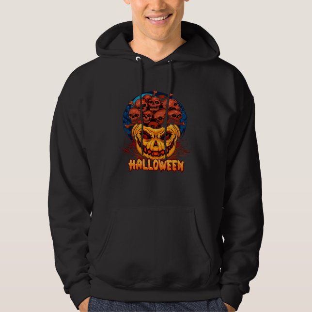 Halloween Pumpkin scary Dead Skulls bone Hoodie (Front)