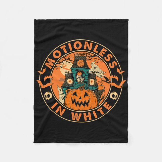 Halloween Pumpkin Scary Fun Motionlesses In White  Fleece Blanket (Front)