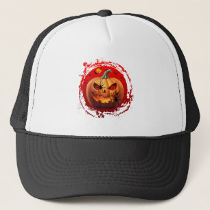 halloween pumpkin scary spiders bats trucker hat