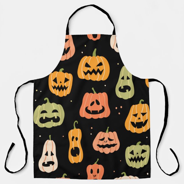 Halloween pumpkin seamless pattern. Hand drawn ill Apron (Front)