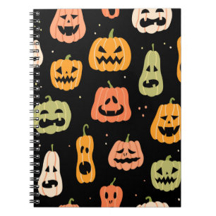 Halloween pumpkin seamless pattern. Hand drawn ill Notebook