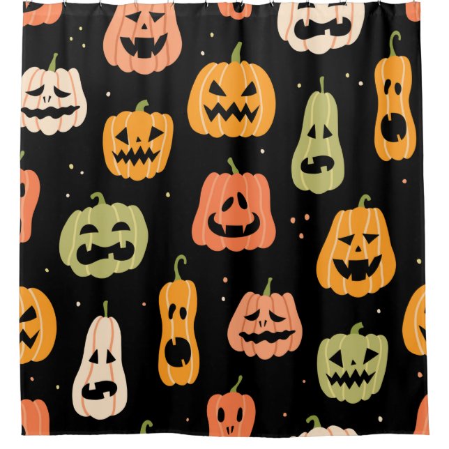 Halloween pumpkin seamless pattern. Hand drawn ill Shower Curtain (Front)