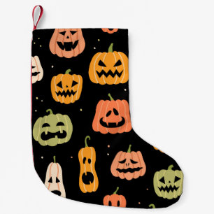Halloween pumpkin seamless pattern. Hand drawn ill Small Christmas Stocking