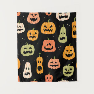 Halloween pumpkin seamless pattern. Hand drawn ill Tapestry