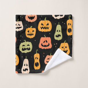 Halloween pumpkin seamless pattern. Hand drawn ill Wash Cloth