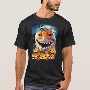 Halloween Pumpkin Shark Bite Animal Costume T-Shirt