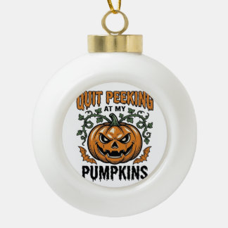 Halloween Pumpkin Shirt Vintage Engraving Joke_1 Ceramic Ball Christmas Ornament