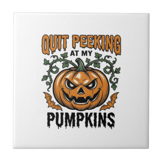 Halloween Pumpkin Shirt Vintage Engraving Joke_1 Ceramic Tile