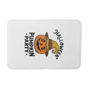 Halloween Pumpkin Shirt Vintage Witch Hat Fun_1 Bath Mat
