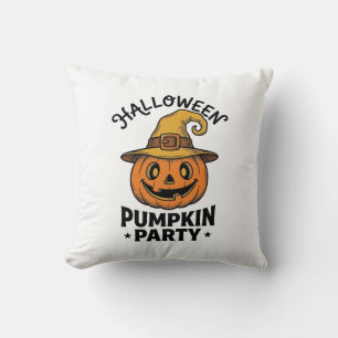 Halloween Pumpkin Shirt Vintage Witch Hat Fun_1 Cushion