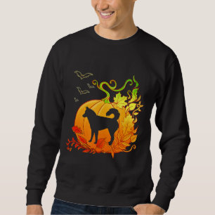 Halloween Pumpkin Siberian Husky Silhouette Costum Sweatshirt