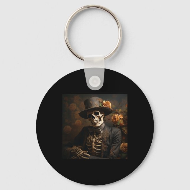 Halloween Pumpkin Skeleton Ghosts Spooktacular Sty Key Ring (Front)