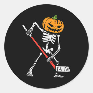 Halloween Pumpkin Skeleton Ice Hockey Costume Men  Classic Round Sticker