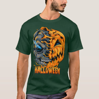 Halloween Pumpkin Skeleton Kids Teens  T-Shirt
