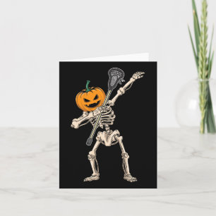 Halloween Pumpkin Skeleton Lacrosse Dabbing Funny Card
