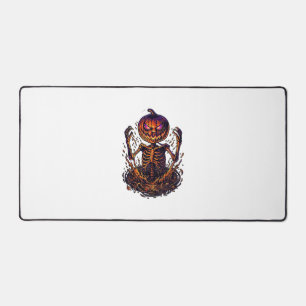 Halloween Pumpkin Skeleton Magic Portal Flames_1 Desk Mat