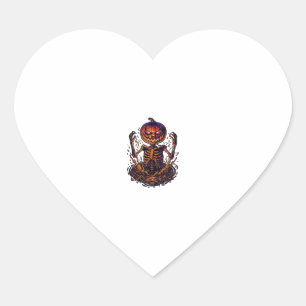 Halloween Pumpkin Skeleton Magic Portal Flames_1 Heart Sticker